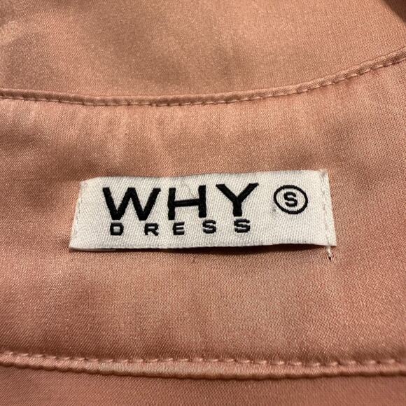 WHY Dress Womens Pink Satin Top Size S Puff Sleeve Feminine Button Timeless Luxe - Picture 4 of 5